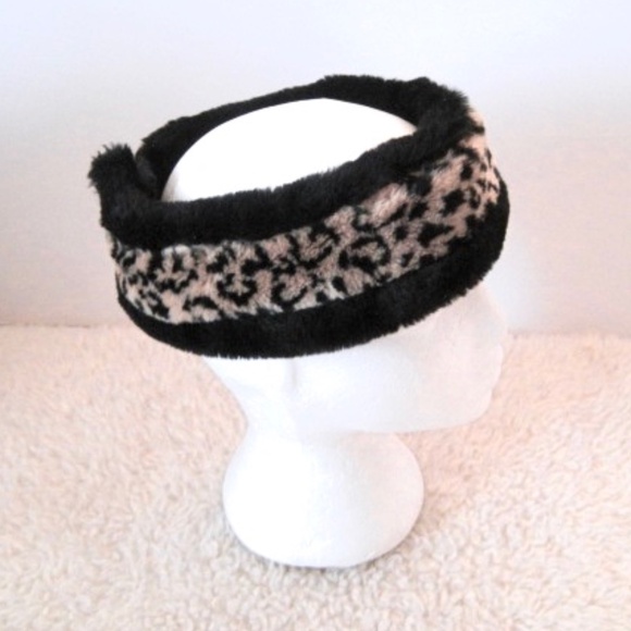 Leopard/Black Faux Fur Headband - Picture 3 of 8